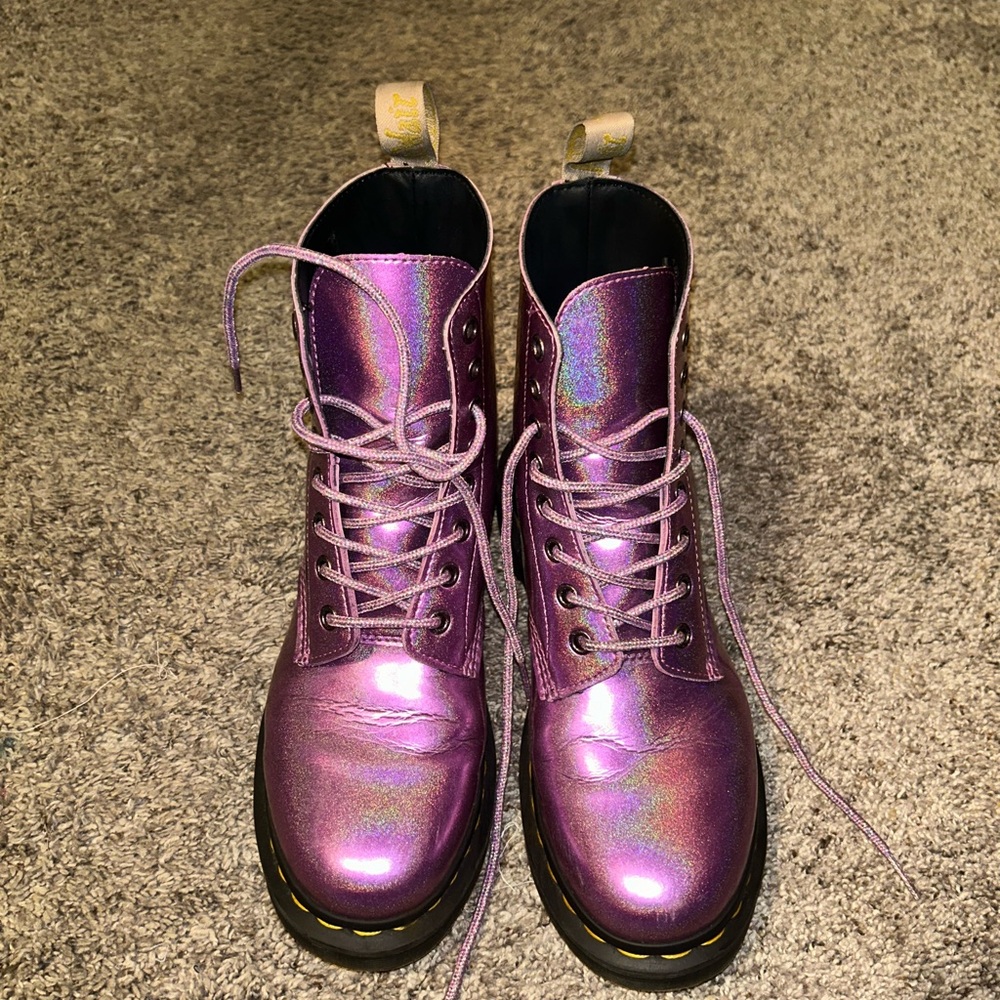 Dr. Martens Iridescent Purple Lace-Up Boots